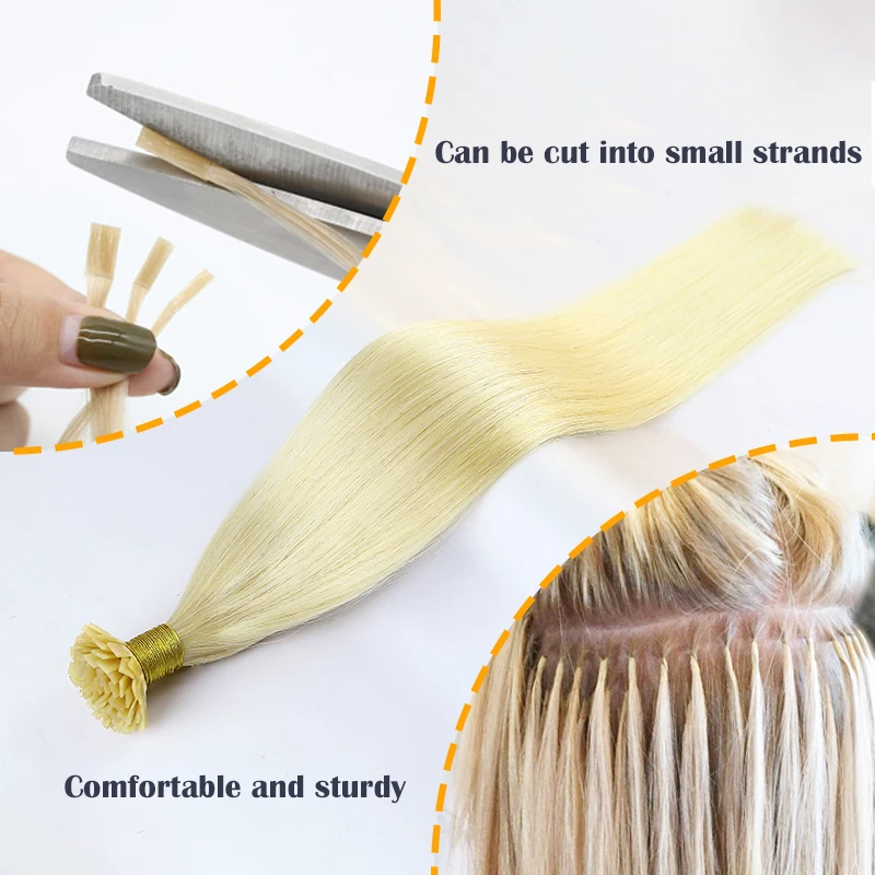 Flat Tip Hair Extensions Remy 100% Human Hairpieces Straight Keratin Tip Hair Extensions for Salon Pre Bonded Hairwigs 1g/Strand