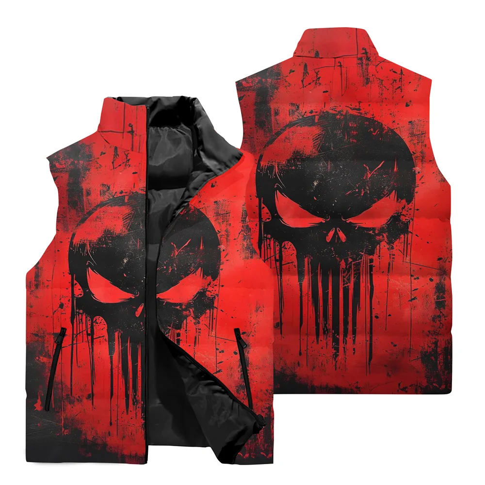 thumbnail image 2 of Chaleco de ciclismo para hombre con estampado 3D de calaveras, jersey de ciclismo para motocicleta, chaleco cortavientos con cremallera y cuello alto informal para otoño 2024, 2 of 5