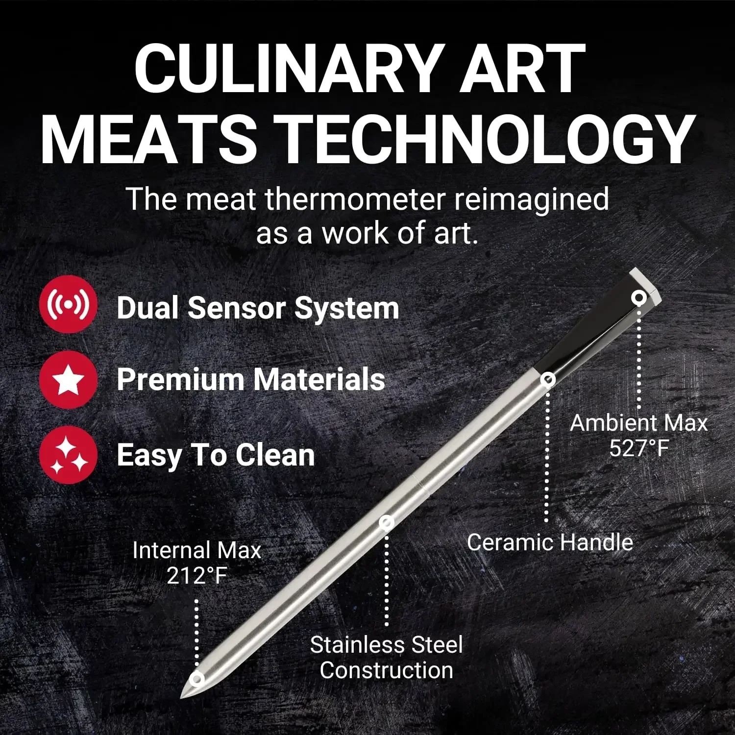 Premium WiFi Meat Thermometer, 4-Probe, BBQ, Oven, Grill, Kitchen, Smoker, Rotisserie, iOS, Android App
