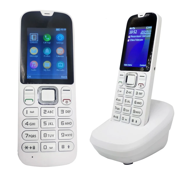 Teléfono inalámbrico para ancianos GSM compatible con tarjeta SIM, fijo,  Blanco, Negro, fijo, fijo, para casa y oficina - Historial de precios y  revisión