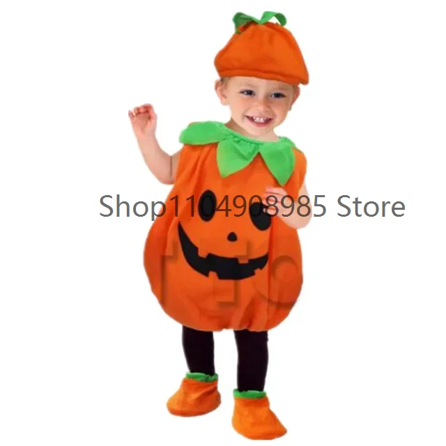 Halloween Pumpkin Costume Kids Romper Boy Girl Party Costume Cosplay for Girls Boys Stage Performance Holiday Party Clothing