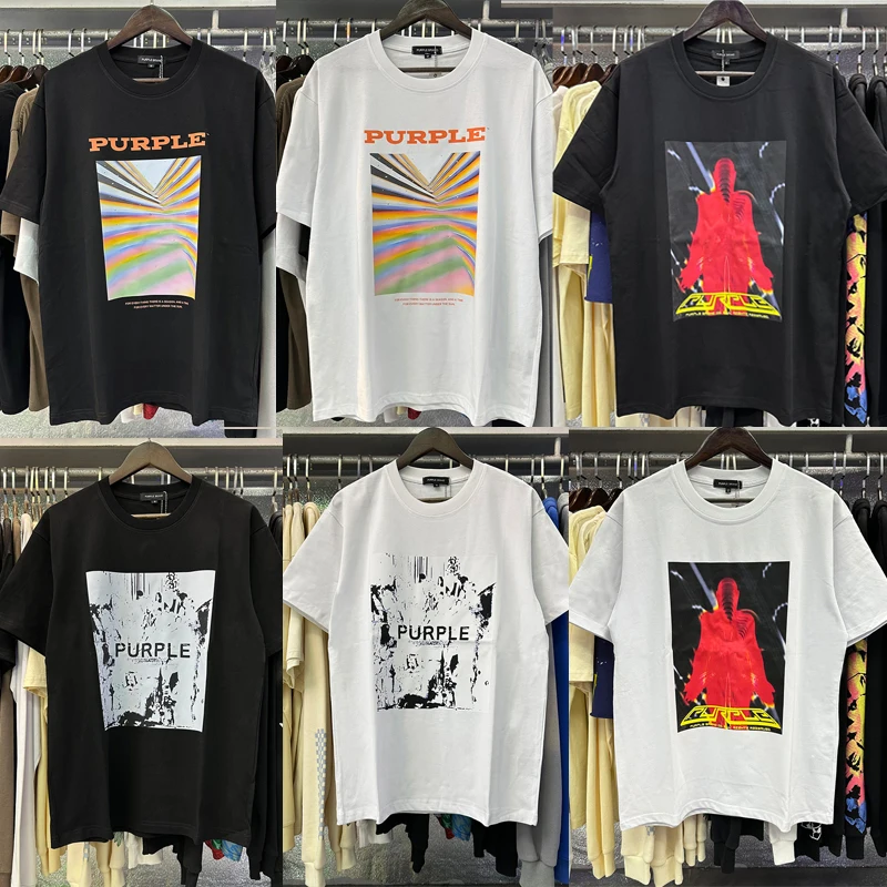 

Фиолетовая брендовая мужская и женская футболка в стиле хип-хоп, модная футболка с коротким рукавом, быстрая доставка
