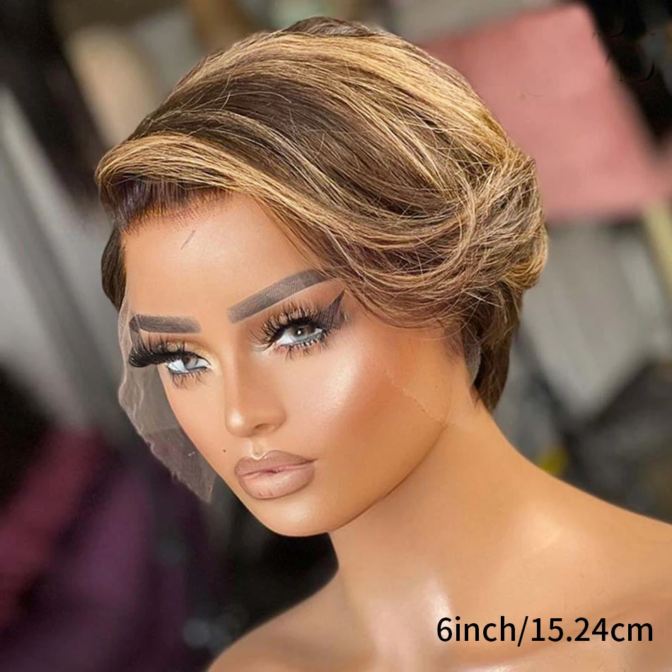 Pixie Short Bob Human Hair Wigs 13*4*1 Lace Front For Women human hair lace frontal