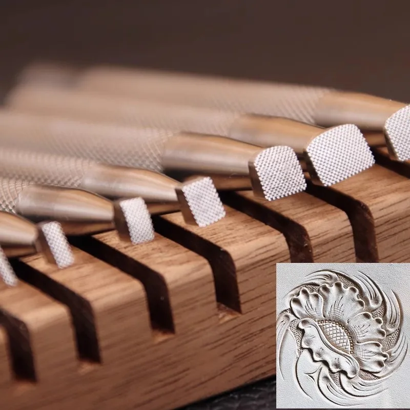 304 Stainless Steel Mesh Pattern Leather Carving Edge-Knocking Tools For DIY Handmade Leather Printing Carving