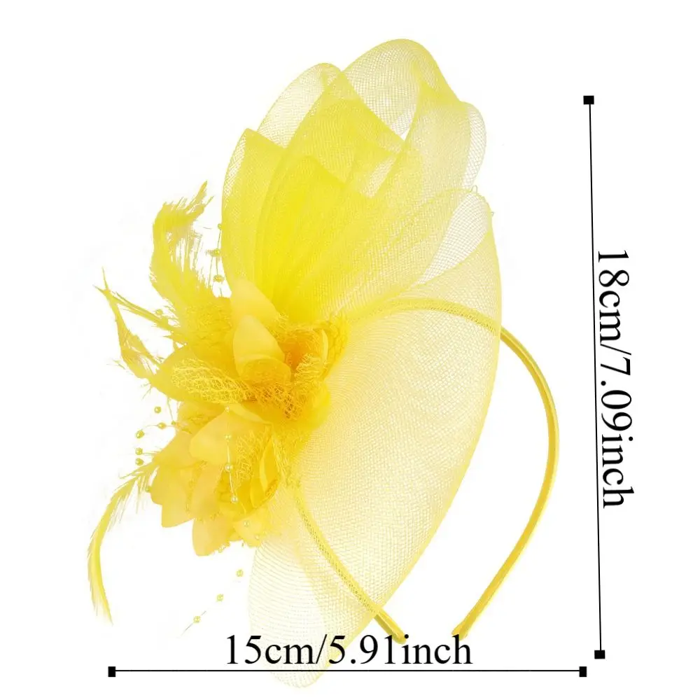 Formal Dress Small Top Hat Headband British Retro Clear Beads Cocktail Bridal Mesh Ribbons Cap Exquisite Luxury