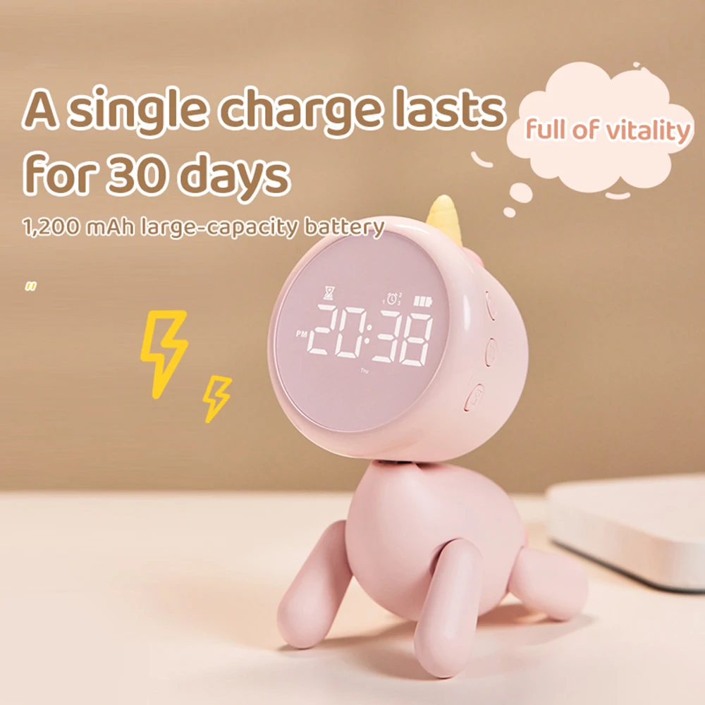 Kid Alarm Clock LED Night Light with  Digital Display 6 Ring Songs Snooze Options Timer Count Up/Down Function Time Management