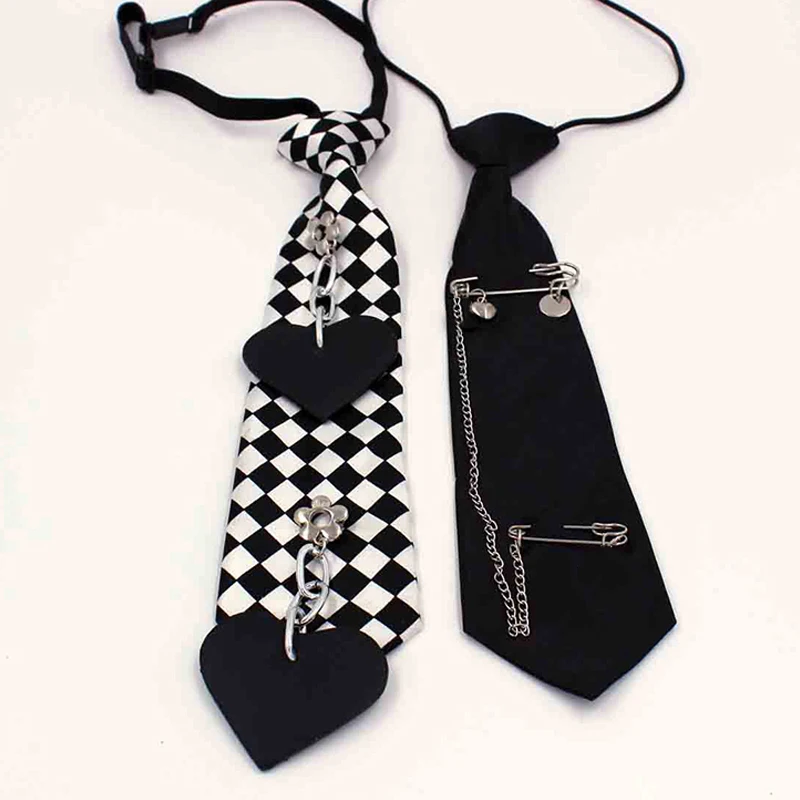 Punk Neck Ties Gothic Metal Chain Crystal Pendant Bow Tie neck ties