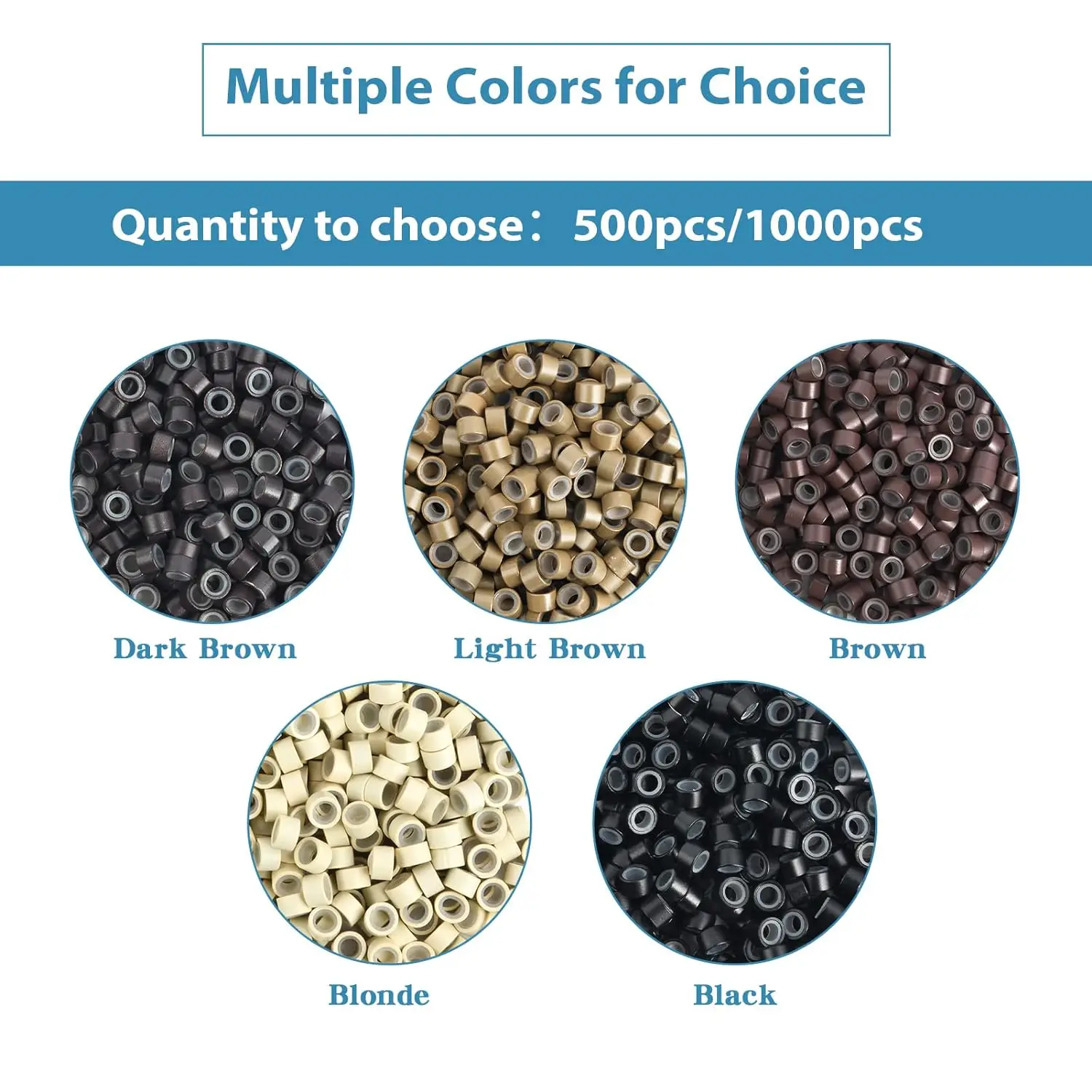 Silicone Lined Micro Rings Links Beads for I Tip Human Hair Extensions Tools 500pcs/1000pcs