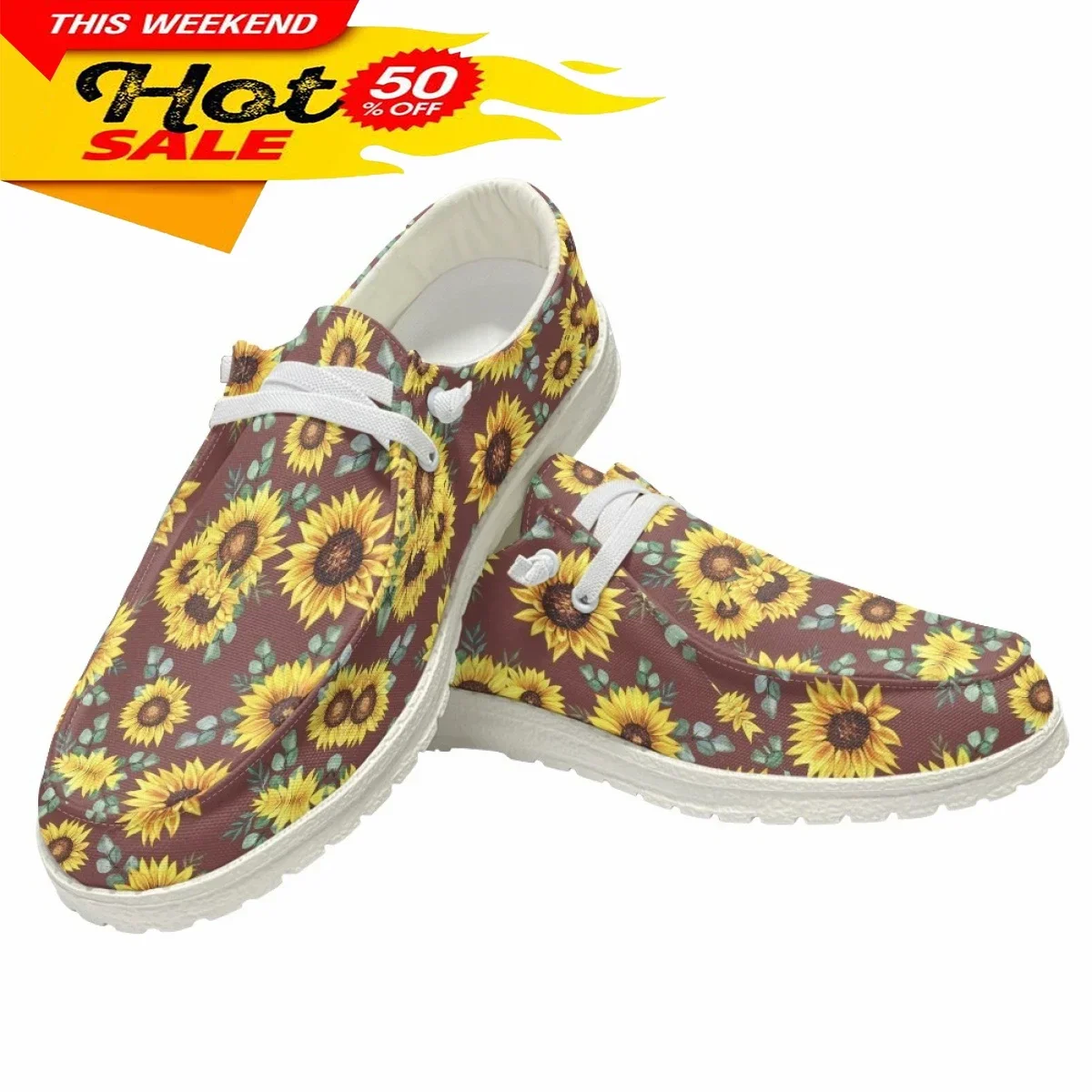 Summer Men Casual Canvas Dude Shoes Art Sunflower Trend Fashion Slip On Loafers Classic Luxury Brand Business Shoes