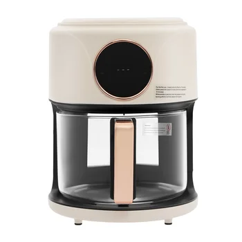 4.2L 1200W 360° Viewable Airy Fryer Borosilicate Glass Air Fryer Touchscreen Digital Display 8 Preset Cooking Modes 0-60min Timer 176℉-392℉ Adjustable Temp Non-stick Dishwasher Safe Pot Even Hot Air Circulation Electric Fryer for Home Kitchen Daily Use 7