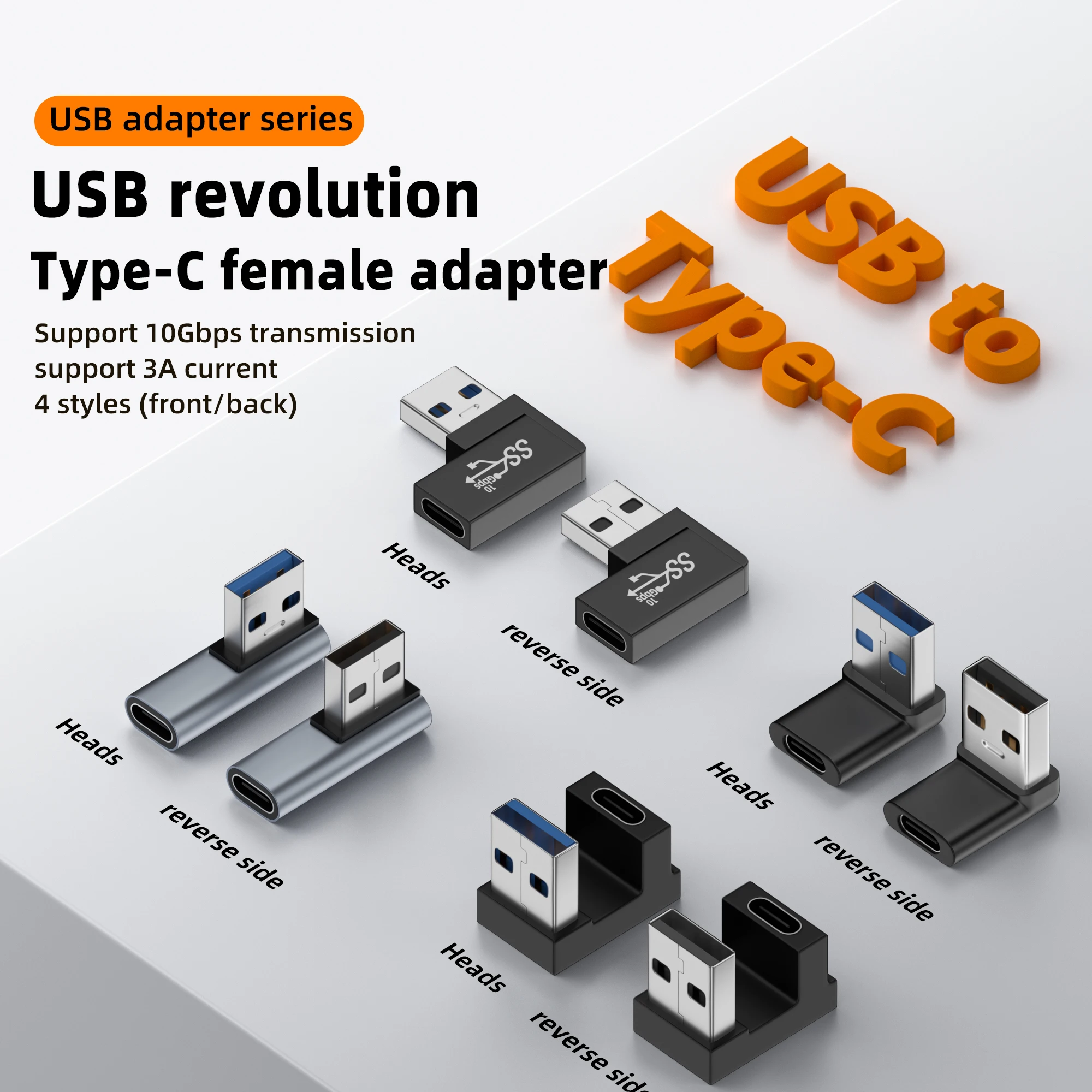 รูปสินค้า อะแดปเตอร์ USB-A ถึง Type-C 90 องศา 10Gbps
