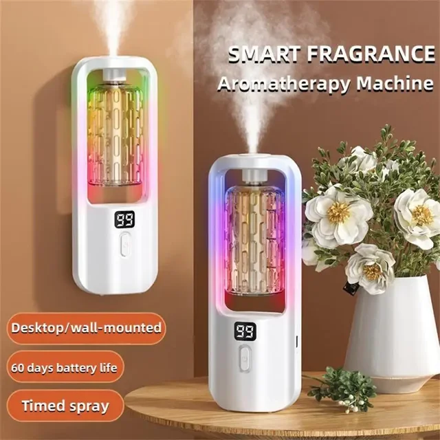 Wall-mounted Oil Aromatherapy Machine Air Purifying Automatic Diffuser Toilet Deodorization Fragrance Humidifier Colorful Night