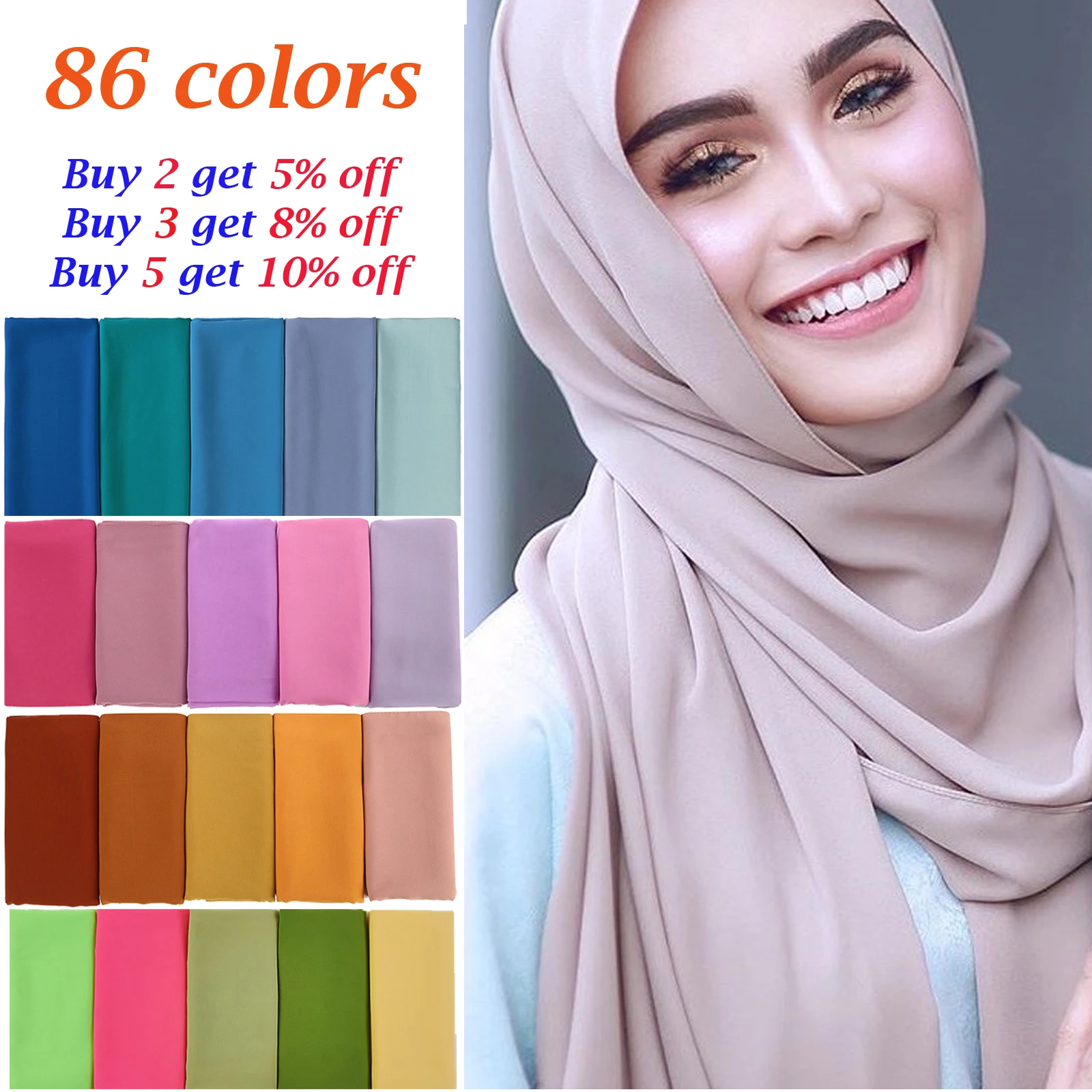 

Plain Chiffon Hijab Scarf Women Islamic Head Cover Wrap Muslim Hijabs Shawls Long Scarve/Headscarf Female Headband Latest Turban