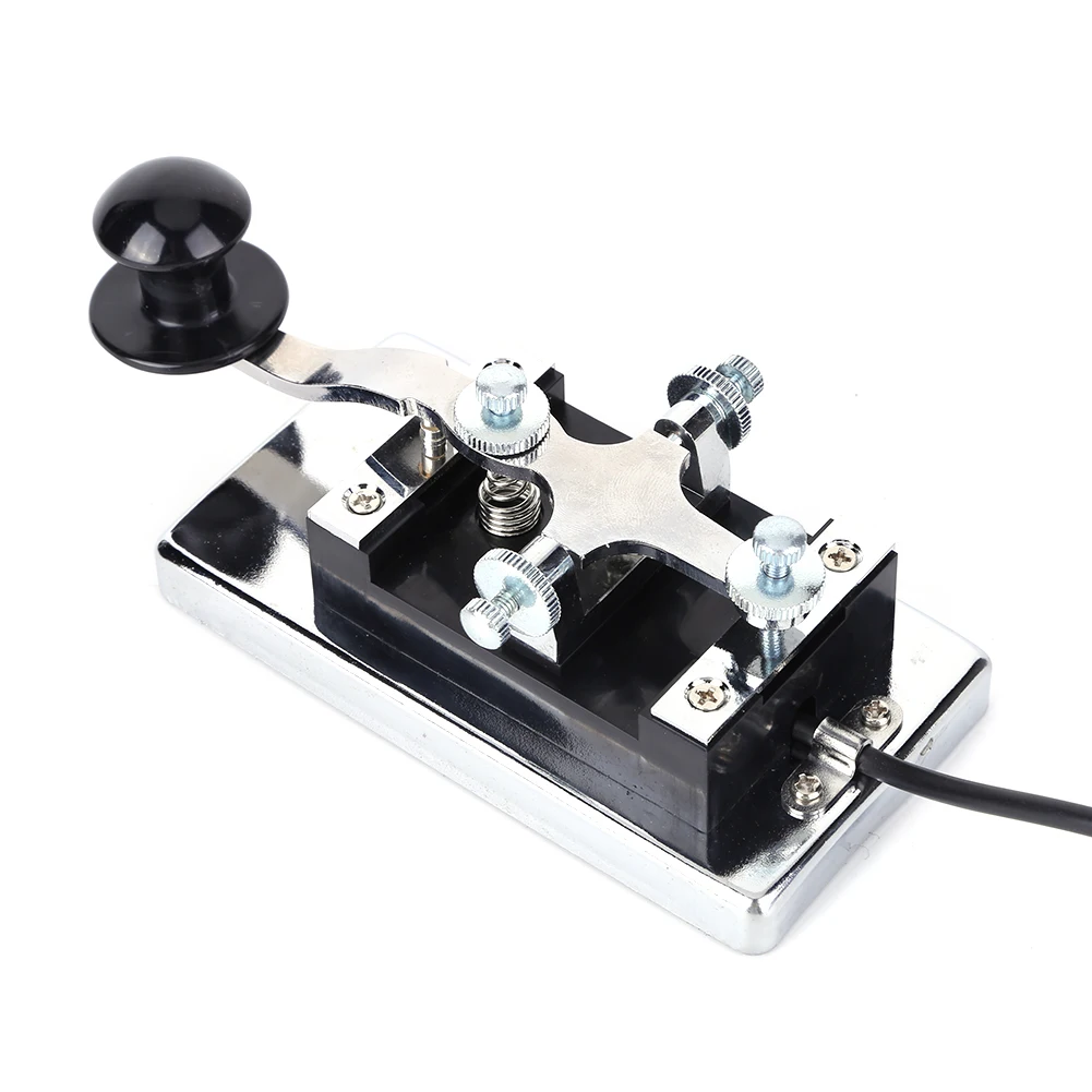 Stainless Steel CW Telegraph Shortwave Radio DIY Telegraphing Key Morse Key Shortwave Radio Communication Teaching Aids