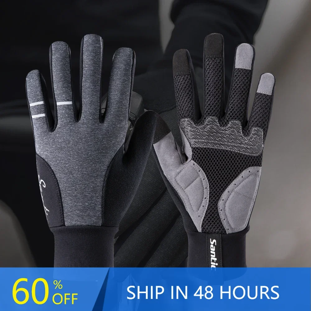 

Santic Cycling Gloves Winter Windproof Riding Long Finger Gloves Cycling Gloves Fleece Warm Riding Equipment