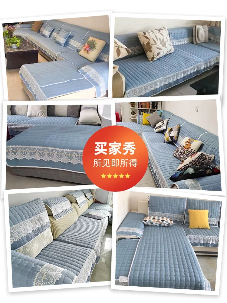Autumn Winter Plush Sofa Covers Soft Peony Couch Cover Sofa Towel Sofa Cushion Continental Solid Color daybed Towel Seat Cover 5
