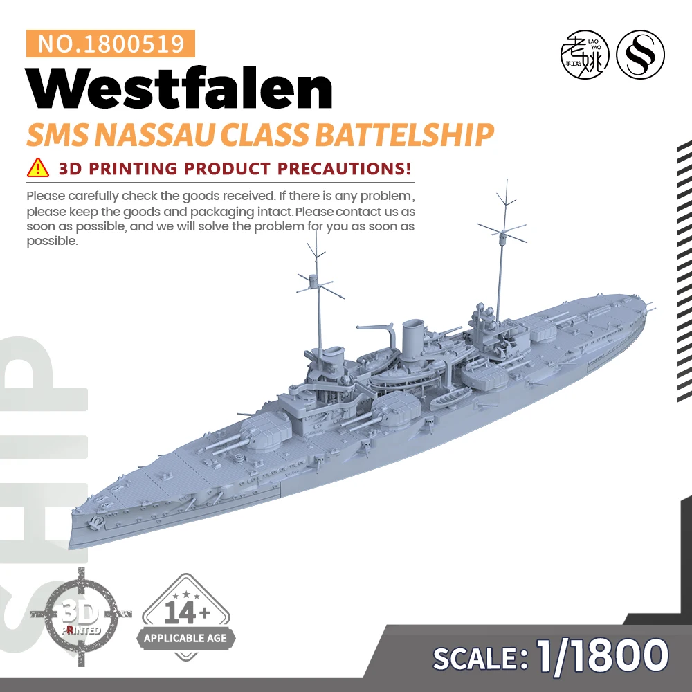 

SSMODEL SS1800519 1/1800 Military Model Kit SMS Nassau Class Westfalen Battelship