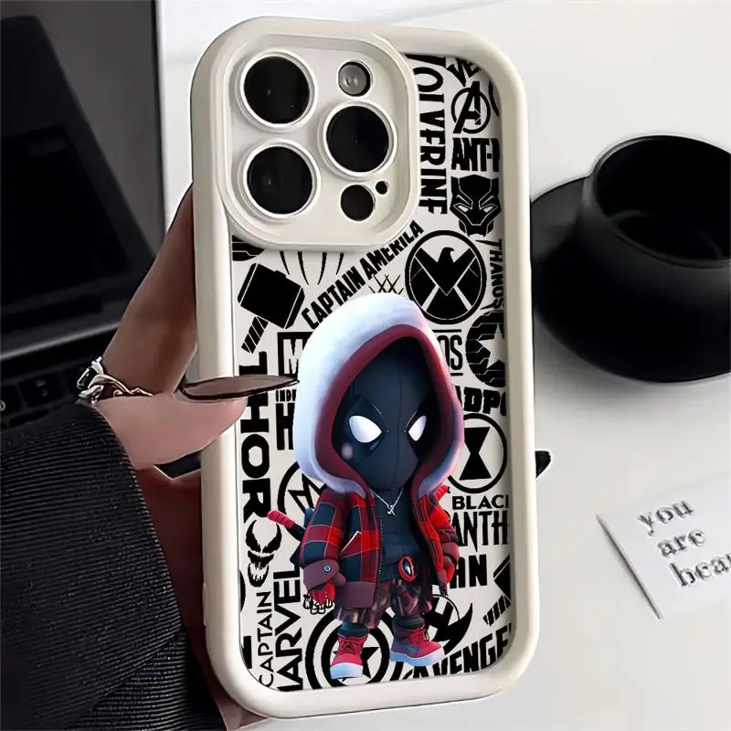 thumbnail image 1 of Marvel-Funda de silicona líquida para teléfono móvil, carcasa suave de Deadpool, Spiderman Boy, para Apple iPhone 11, 12, 13, 14, 15 Pro Max, 16 Plus, 1 of 5