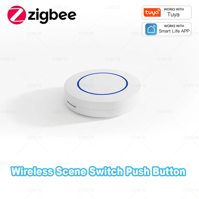 Tuya ZigBee Wireless Push Button Smart Scene Switch Controller Automation Scenario Linkage with Tuya devices Need Zigbee Gateway