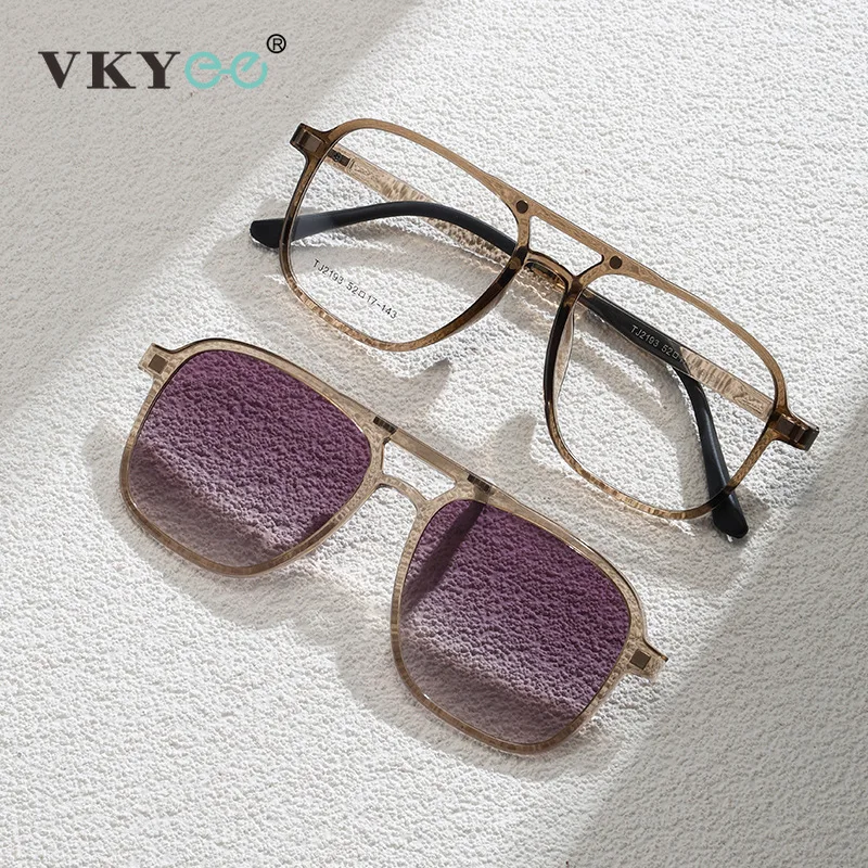 VKYEE Magnetische Clip-On-Brille TR90 Polarisierte Sonnenbrille UV-Schutz Anpassbare verschreibungspflichtige Lesebrille TJ2193