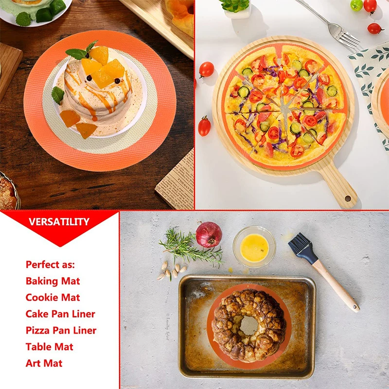 Round Silicone Non-Stick Reusable Baking Mats - Easy Clean, Food Grade