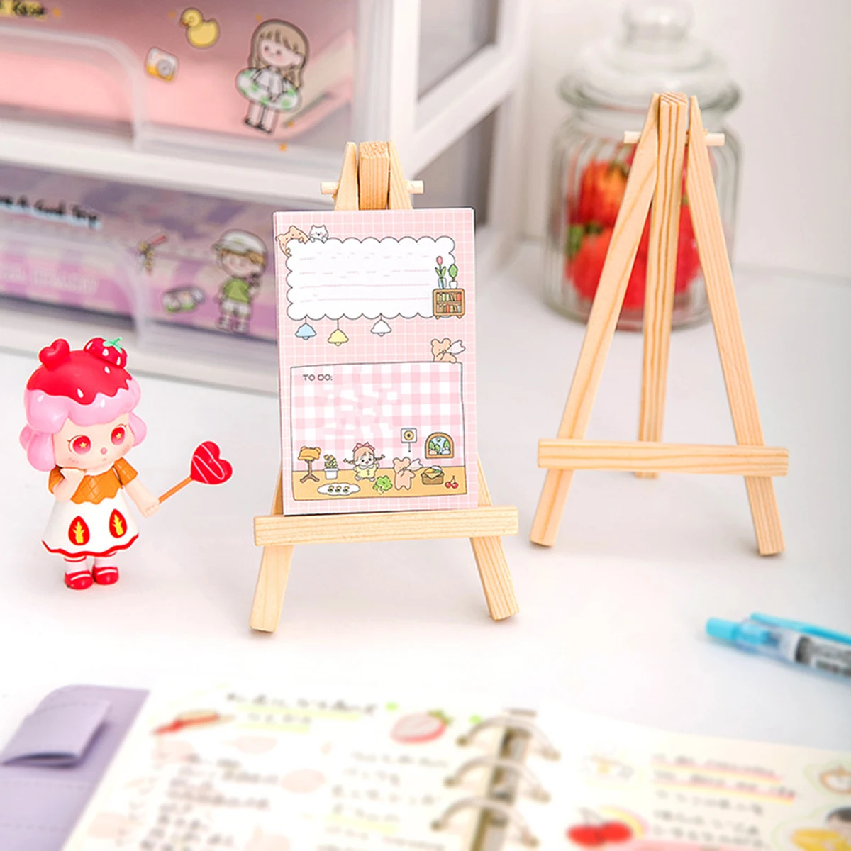 Wood frame 10pcs Mini Easel Desktop Triangle Display Stand Wedding Table Card Stand Holder Children Painting Craft