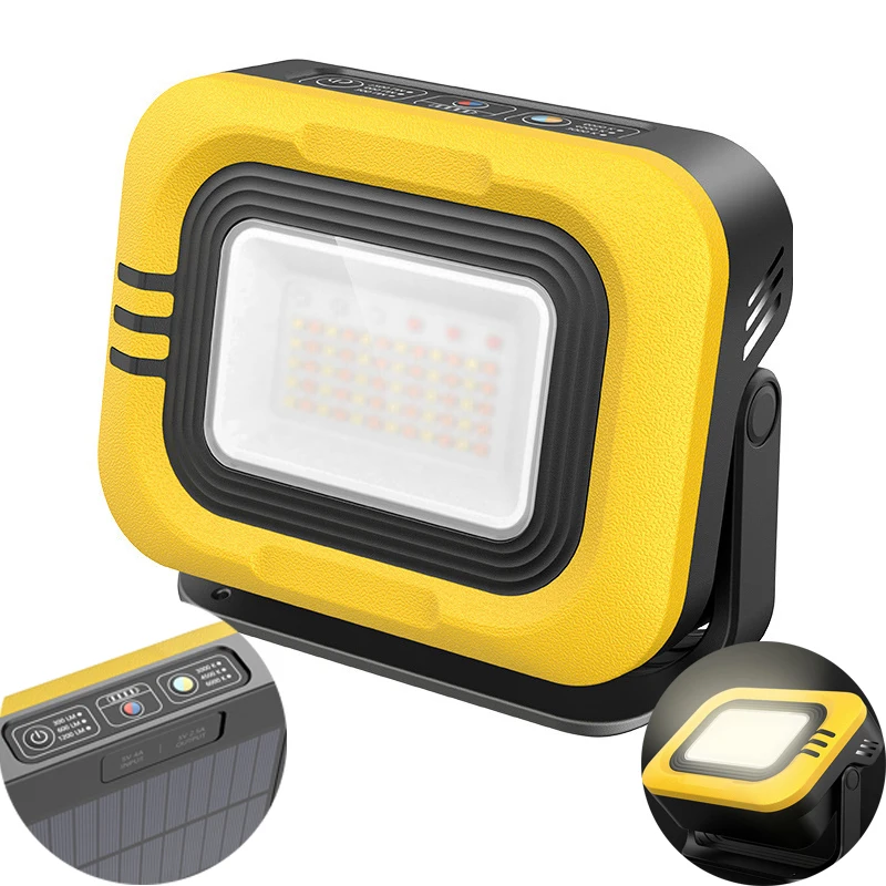 

1200LM Solar Work Light Camping Lantern Rechargeable Outdoor Lamp Powerful Emergency Magnetic Flood Light with 5V USB 10000mAh