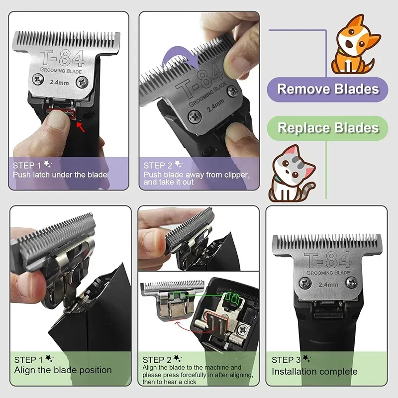 Detachable Pet Dog wide Blade Compatible With Andis Oster A5 Wahl Km Series house sheep clippers Size 3/32" T84