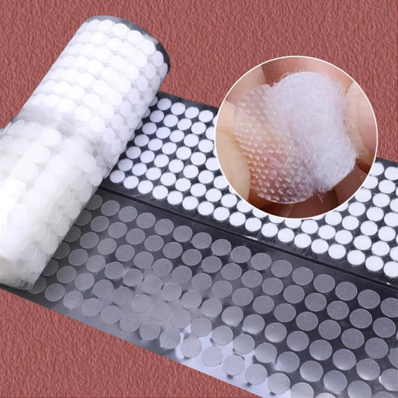 Transparent Dot Sticker Self Adhesive Hook and Loop Fastener Tape Baby Glue Tape Round Coins 10/15/20mm hook and loop fastener tape