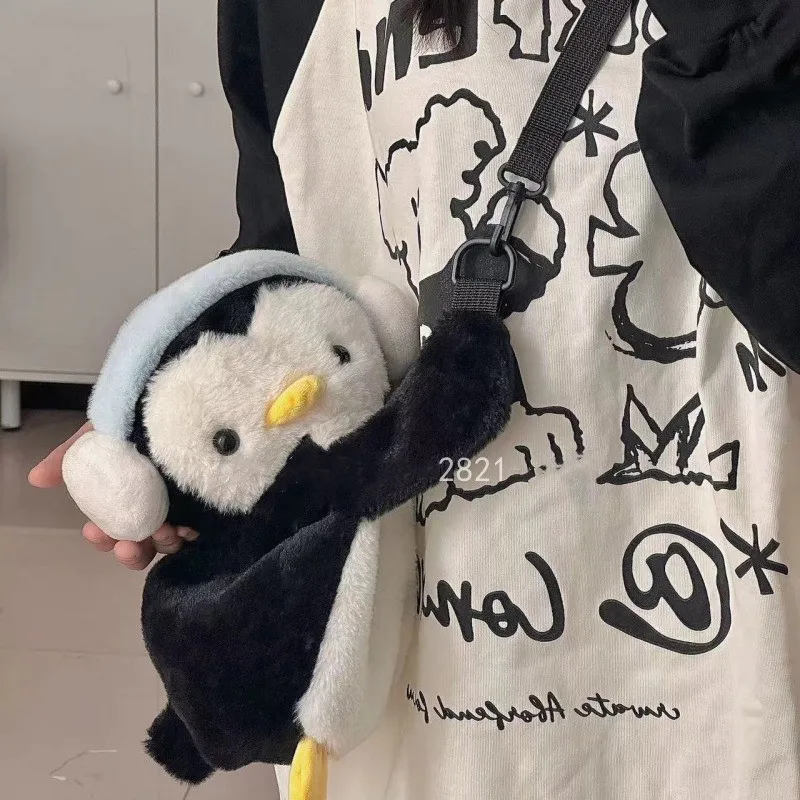 Women Penguin plush mobile Phone bag Backpack Cute backpack girl Cartoon Doll shoulder bag women handbags