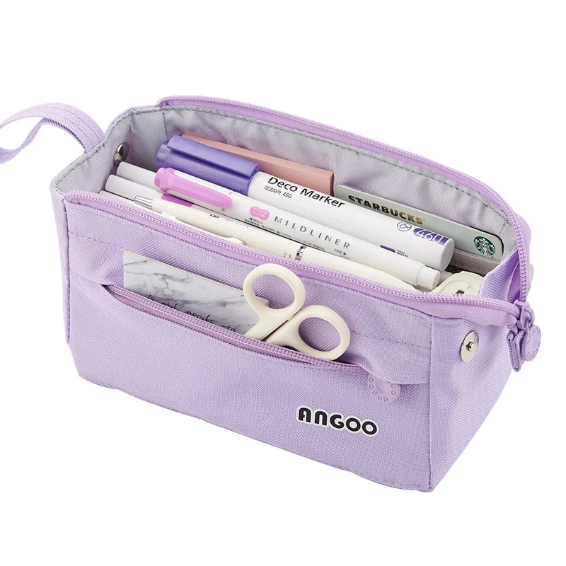 Green Purple Pencil Case Handle Storage Pouch Purple Pencil Pouch