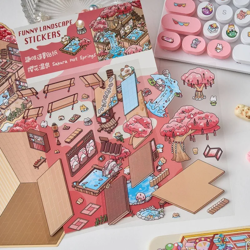 Miniature Landscaping 3D Stickers Amusement Party Hot Spring Ice World School Supplies Stress Relieving Toy Party Favors 3d stickers 3d wall stickers