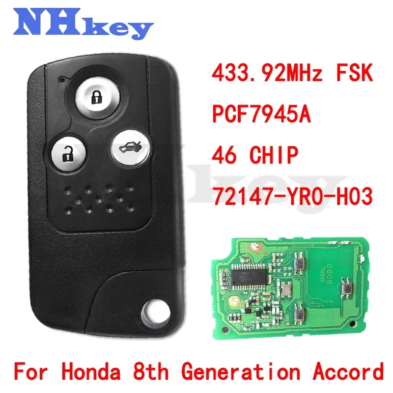 

NHKEY 3 btns дистанционный умный Автомобильный ключ 433,92 МГц для Honda Civic 2009 2010 2011 2012 2013 2014 с чипом PCF7945A 46 72147-TR0-H03