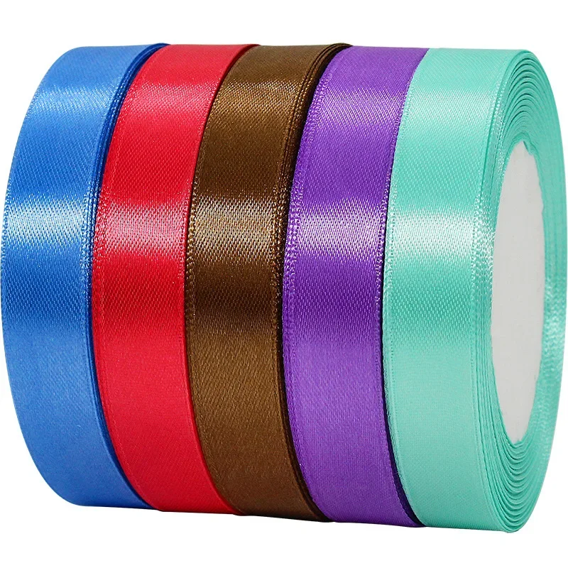 Solid Color Satin Ribbons - Handmade DIY Accessories for Weddings and Gift Wrapping (25 Yards)