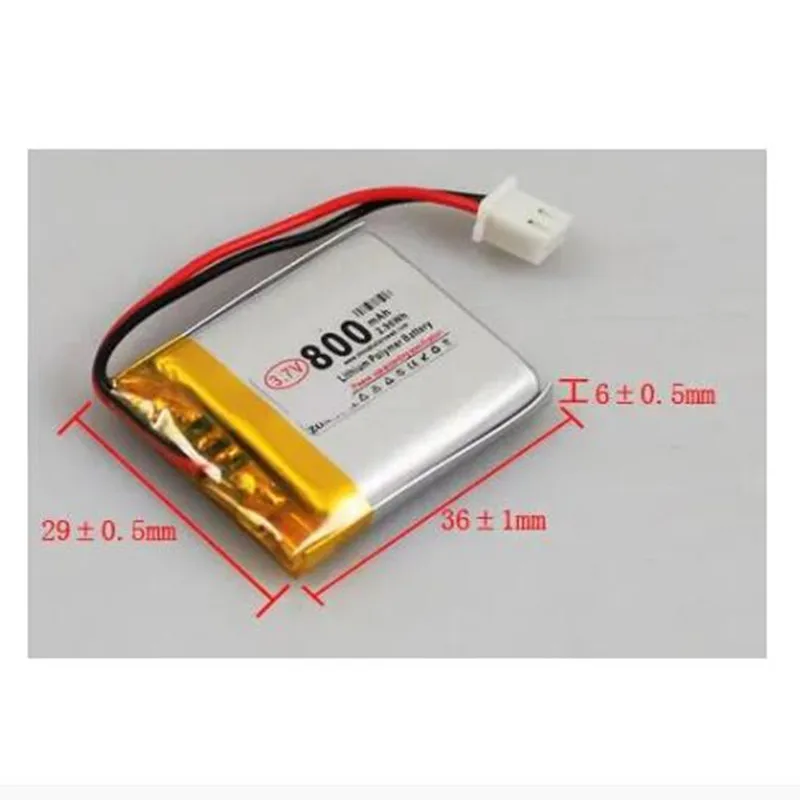 

2 шт./партия, литий-полимерные аккумуляторные батареи 603035, 3,7 в, 800 мАч