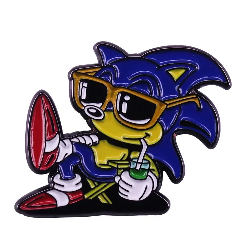 

Anime Game Badge Sonic the Hedgehog Brooch Retro Cartoon Character Oil Drip Pin Gift