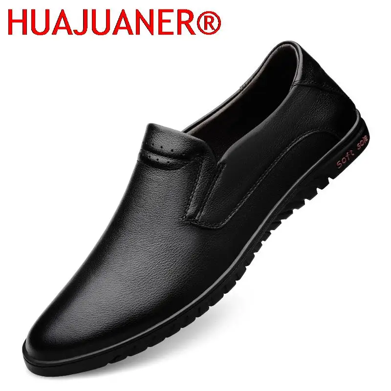 

Brand Man Leather Shoes Slipons 2023 New Spring Summer Male Dress Shoe High Quality Men's Loafers Comfy Business Formal Footwear