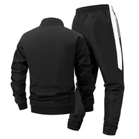 Ensemble de survêtement colorblock imprimé Run Letter pour homme – Veste de sport athlétique et pantalon avec poches zippées 2