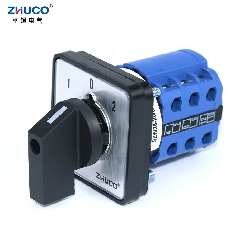 

ZHUCO SZW26/LW26-20 1-0-2 3 Position 3 Phase 12 Screws Cam Rotary Changeover Control Switches 64X64 48X48 mm Panel Mount