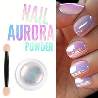 1Jar Pearl Effect Nail Powders Mirror Aurora Chrome Mermaid Nails Art Powder Rainbow AB Magic Mirror Pearl Shell Powder Supplies 1