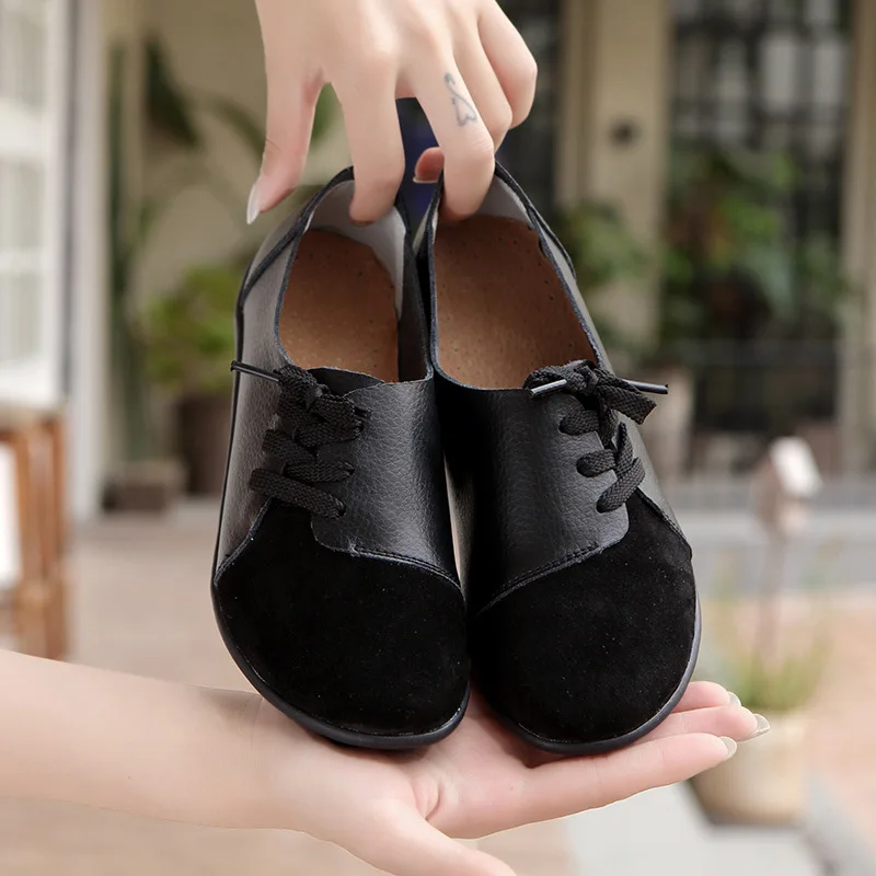 Woman's Flats Shoes woman Soft Genuine Leather Big Size Boat Shoes for Women 2
