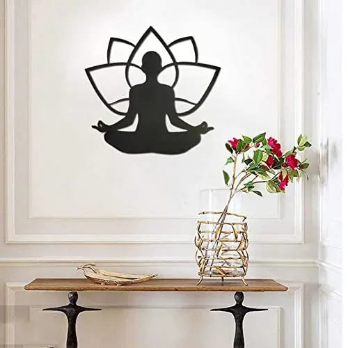 

1pc Iron Art Lotus Flower Sitting Man Home Decor, Metal Wall Decor, Indoor Home Bedroom Livingroom Decor Modern Art Decoration