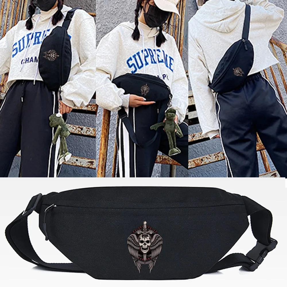 

Waist Bags Chest Packs Large Capacity Crossbody Pack Pharaoh Skeleton Print Street Unisex Shoulder Bag Fashion Hip Hop Fanny Bag