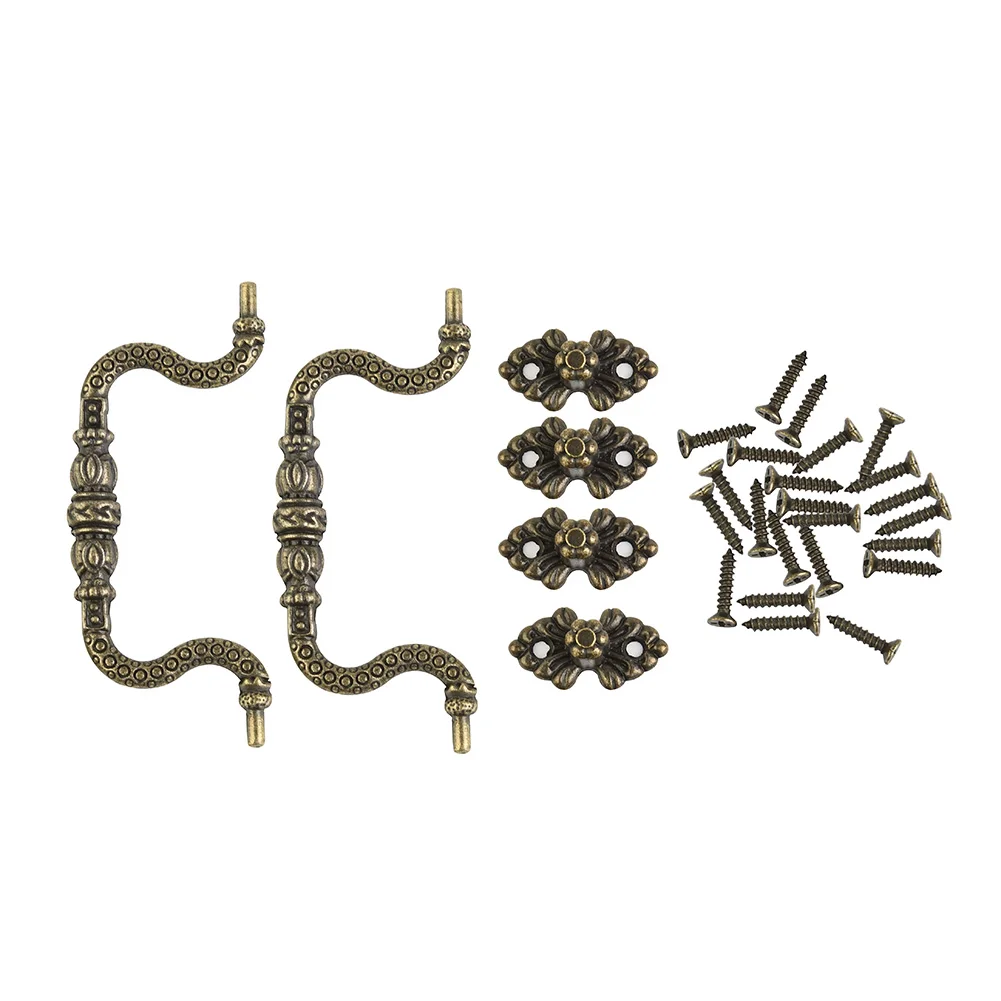 Set maniglie a strappo con viti in lega di zinco di ricambio arco di Tracery decorazione di accessori in bronzo antico Vintage