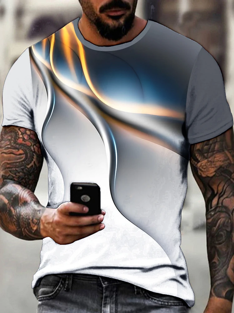 

Футболка мужская с цифровой печатью, креативная уличная спортивная рубашка с молнией, свободная футболка с коротким рукавом для отдыха, летняя одежда