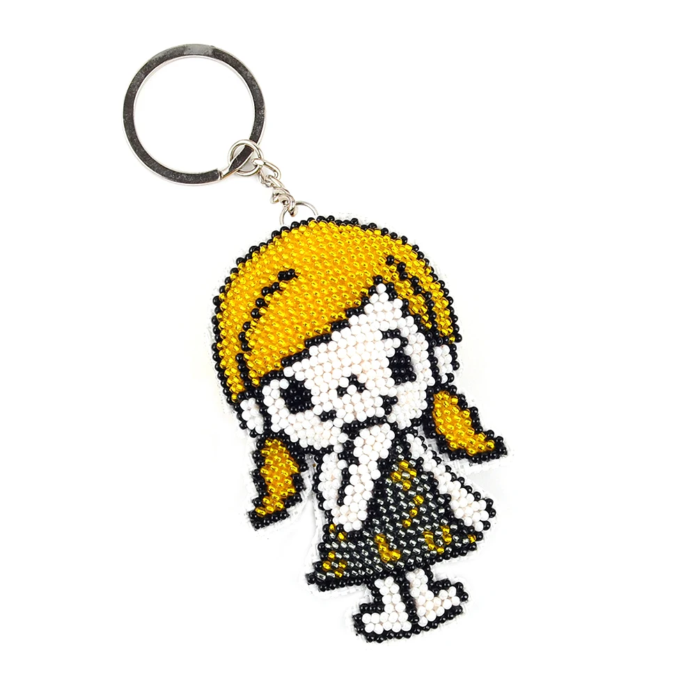 Mushroom Beaded Counted Cross Stitch Ornament Kit Cross Stitch Bead Keychain Beaded Embroidery Kit for Bag Backpack Decor