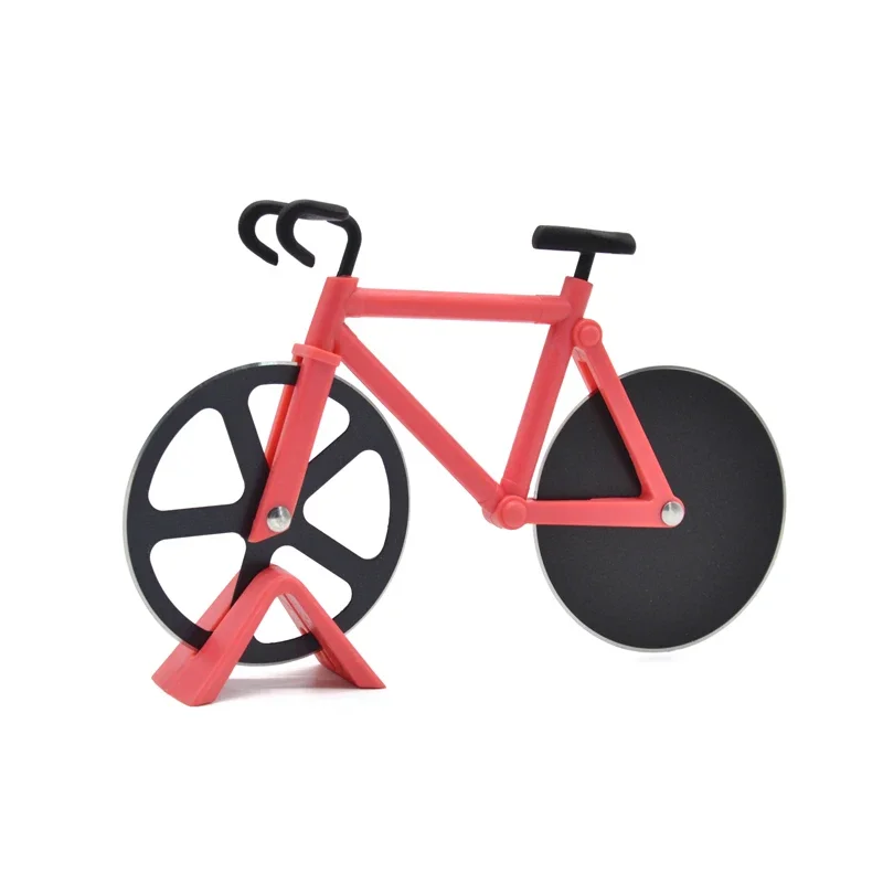Bicycle Pizza Cutter-Stainless Steel Non-Stick Cutting Wheels-Display Stand A very Cool Gift for Christmas by Leeseph