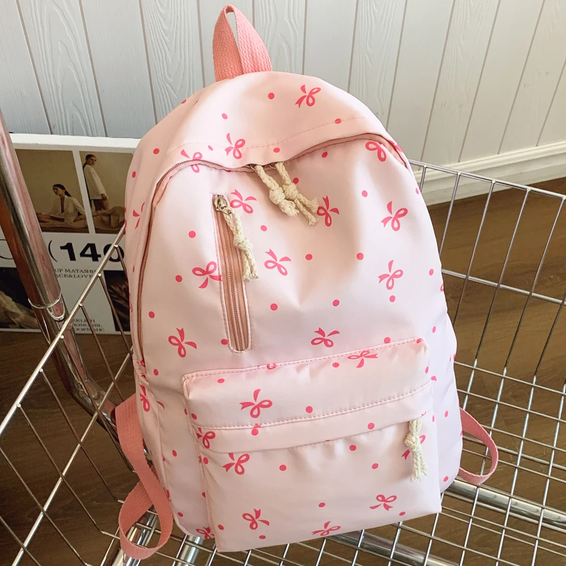 Okula Dönüş Sezonu Eğlenceli Yay Baskı Sırt Çantası Kapitone Çok Cepli Ayarlanabilir Askılar Günlük Kullanım için Büyük Kapasiteli Sırt Çantası