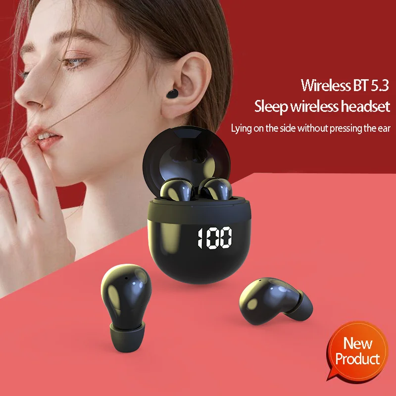 

Invisible Headphones Bluetooth 5.3 Wireless In-Ear Earphones With Mic INC Noise Reduction Earbuds Heavy Bass Headset For Phone