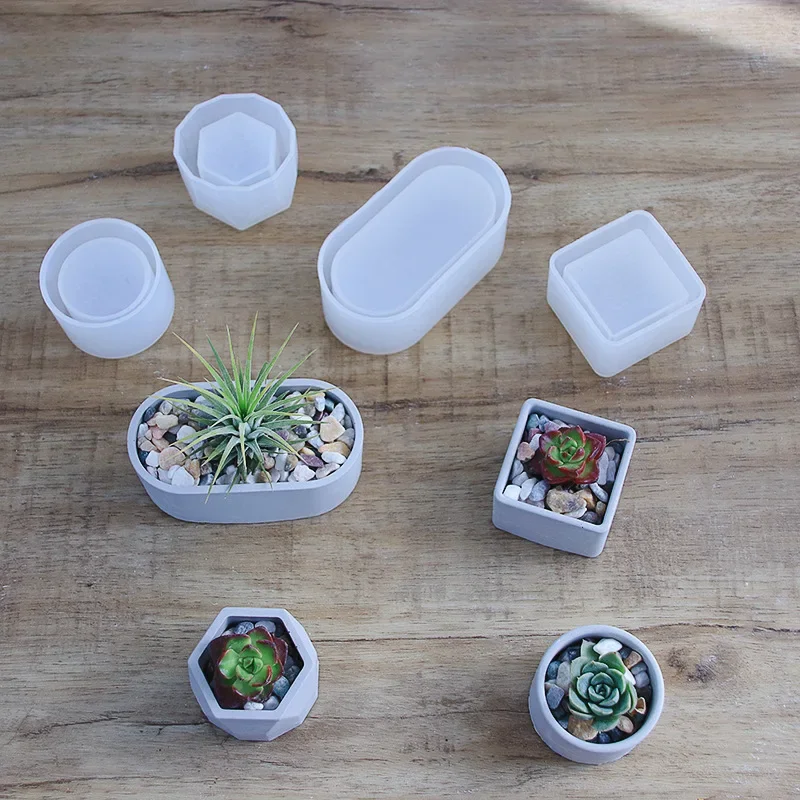 Moules En Silicone Pour Pot De Fleurs En Béton - Motif Rétro - Moules En Silicone Pour Plantes Succulentes - Moules En Argile Pour Ciment Et Argile - Moules époxy Pour Boîte